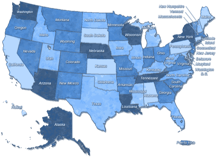 Interactive map of USA, if you dont have this image use select below.